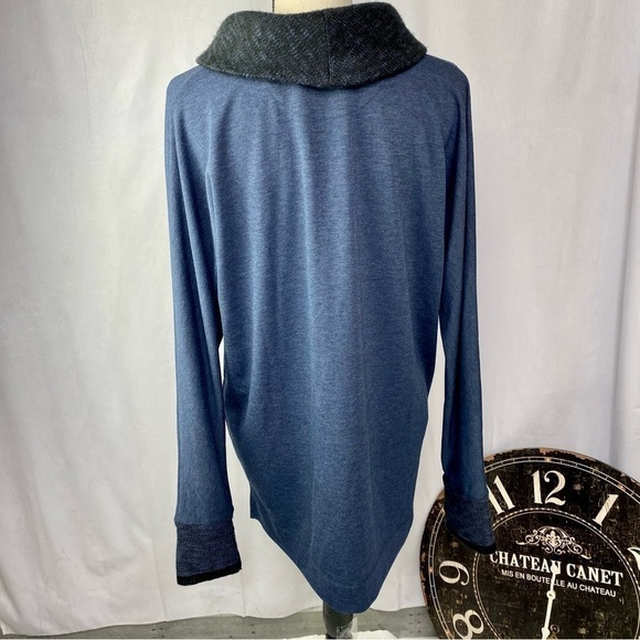 Soft Surroundings Navy charcoal gray collar Tunic stretch knit top size s - Picture 2 of 10